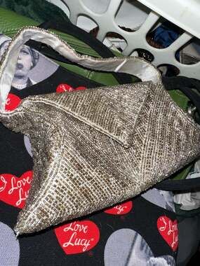 K.C. Malhan Champagne Glass Beaded Envelope Evening Mini Bag